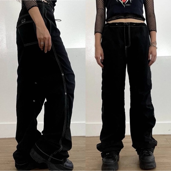 UNIF Nylon Cargo Baggy Y2K Pants Trousers - Picture 1 of 10